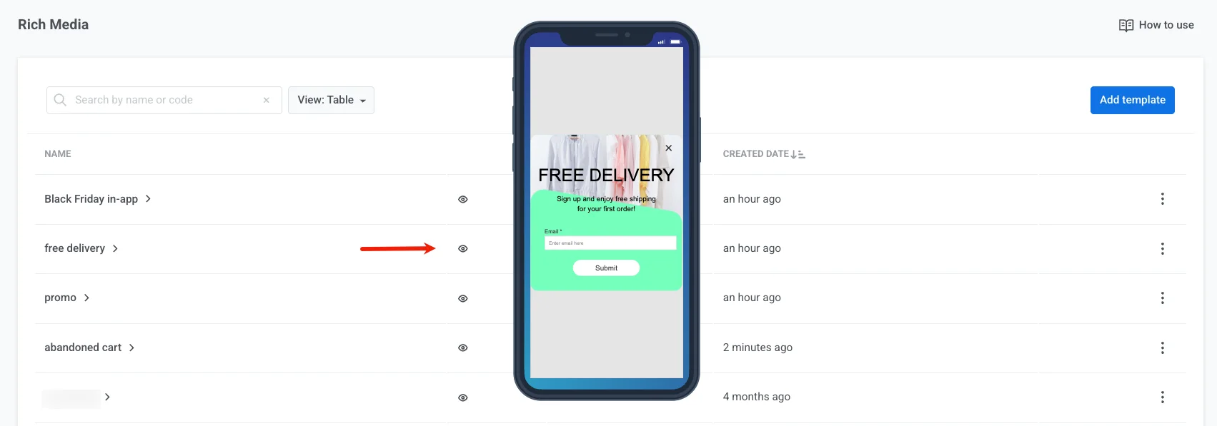 Icône de prévisualisation pour la page in-app