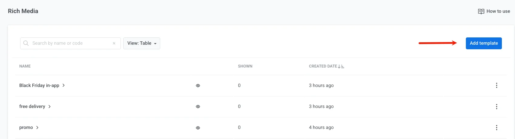 Création d'une nouvelle page in-app dans Pushwoosh