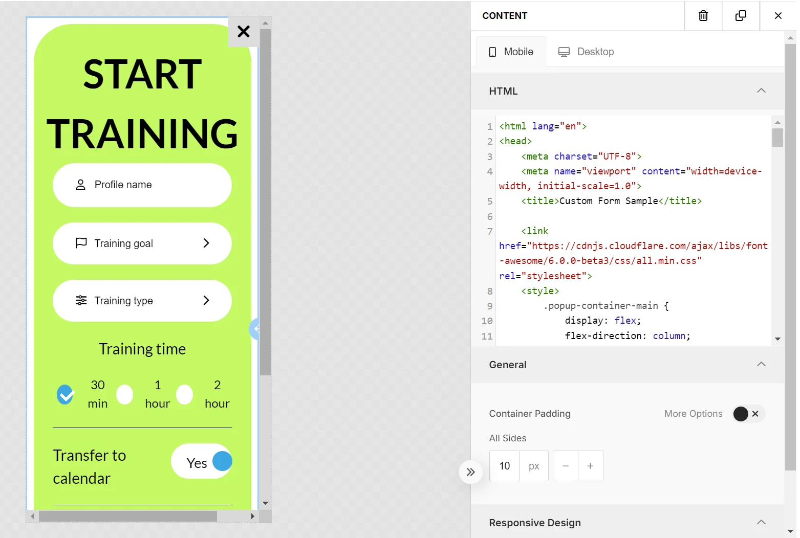 Пример предварительно разработанного шаблона формы опроса в разделе «Шаблоны по умолчанию»