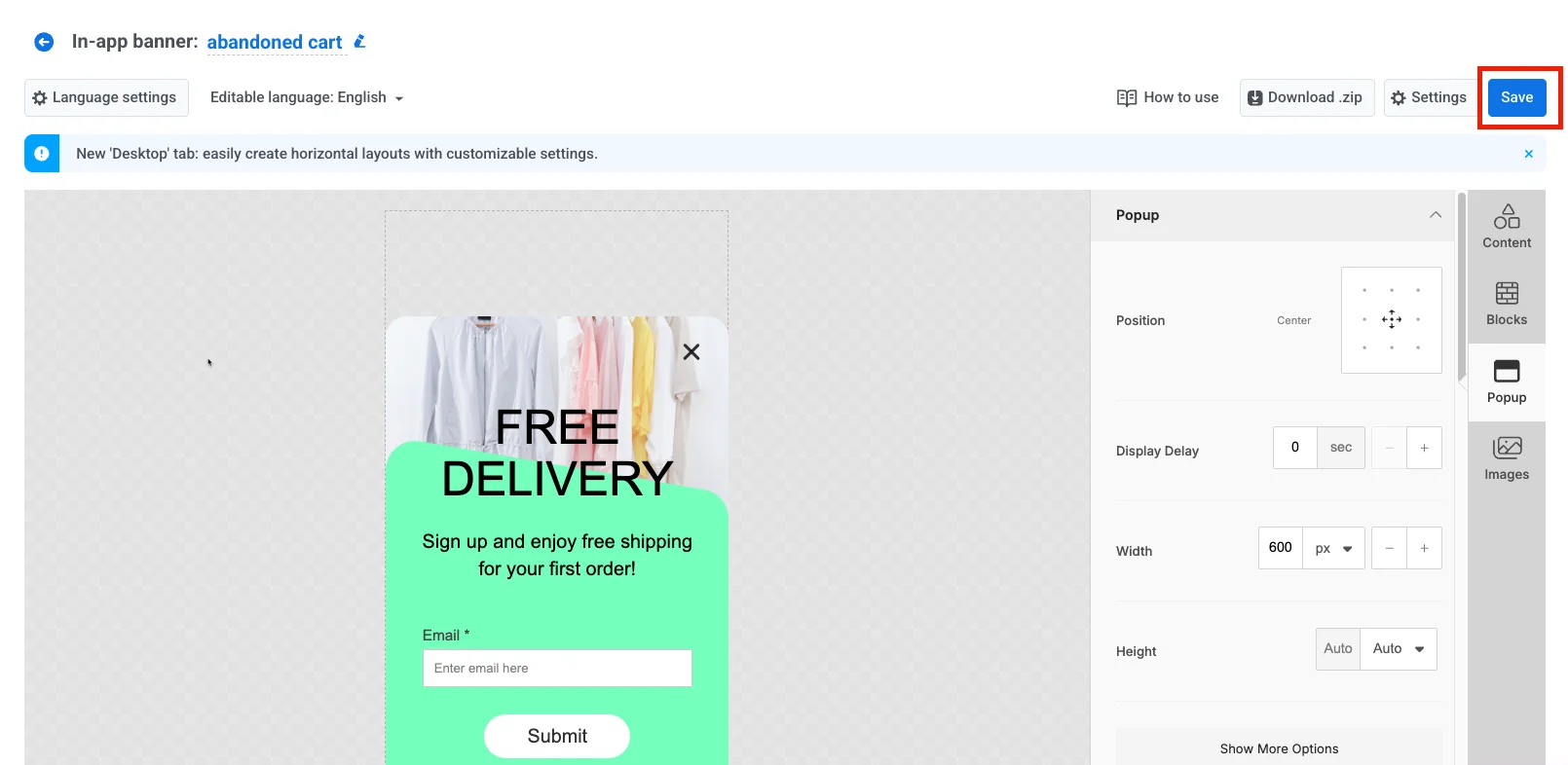 Интерфейс подтверждения сохранения шаблона, показывающий успешное создание шаблона