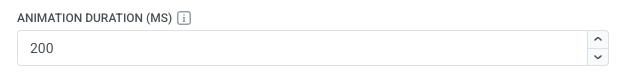 In-App Settings with Animation duration field for entry and exit animation timing in milliseconds