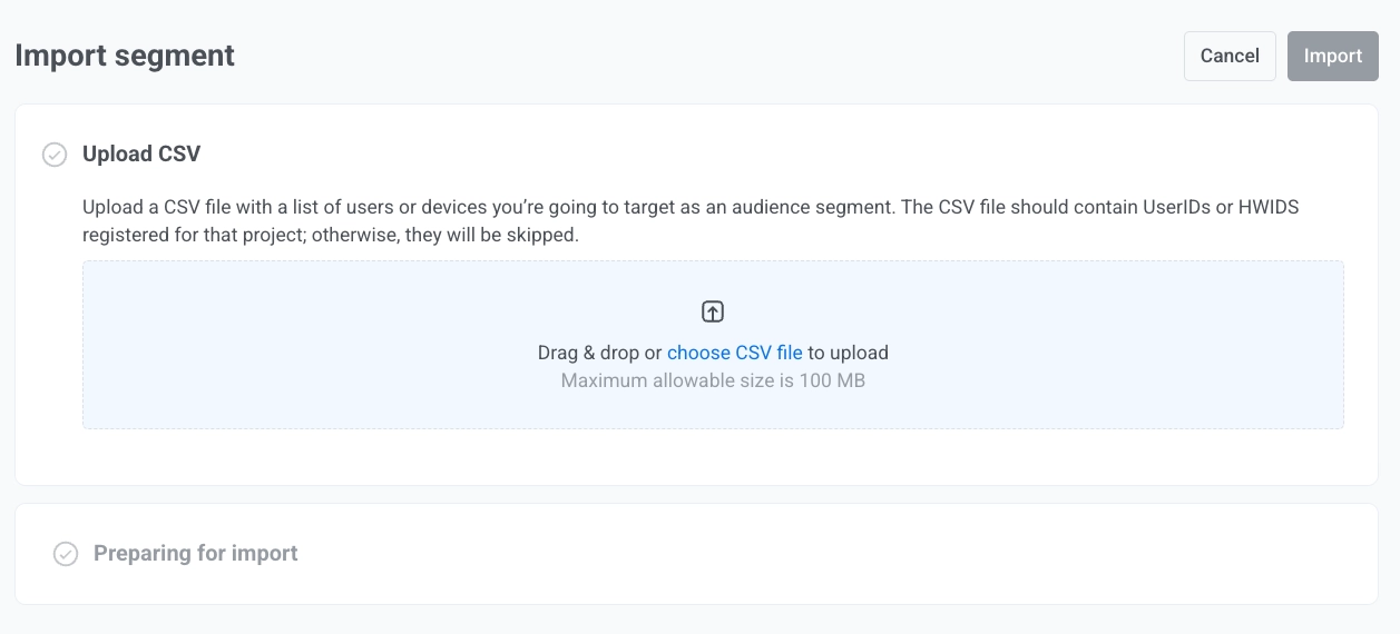 ขั้นตอนการอัปโหลด CSV เสร็จสมบูรณ์ พร้อมตัวเลือกในการอัปโหลดไฟล์ CSV อื่น