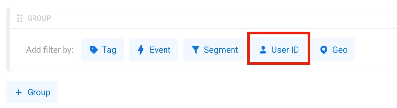 ইউজার আইডেন্টিফায়ার প্রবেশ করার আগে Add filter by-তে ইউজার আইডি নির্বাচিত থাকা অবস্থায় সেগমেন্ট তৈরি করার স্ক্রিন