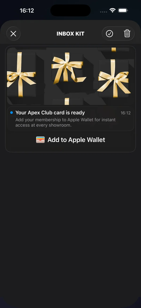 การ์ด Apple Wallet ของ InboxKit