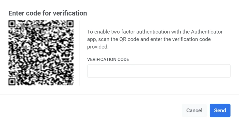 QR 코드 스캔 및 앱에서 생성된 인증 코드 입력