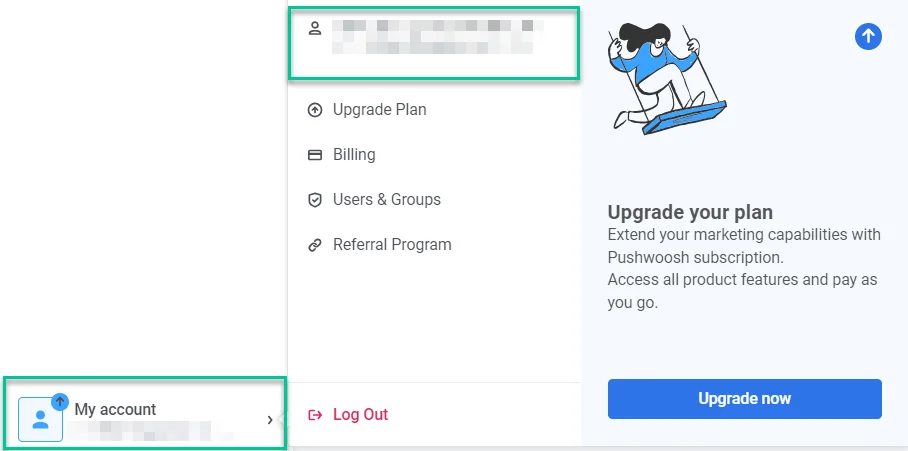Pushwoosh Control Panel의 계정 설정 진입점