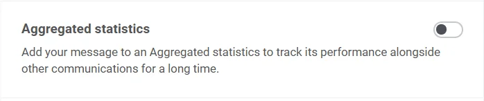 Umschalter für die Option „Mit Aggregated Campaign verknüpfen“, um die Push-Benachrichtigung mit einer größeren Kampagne zu verbinden