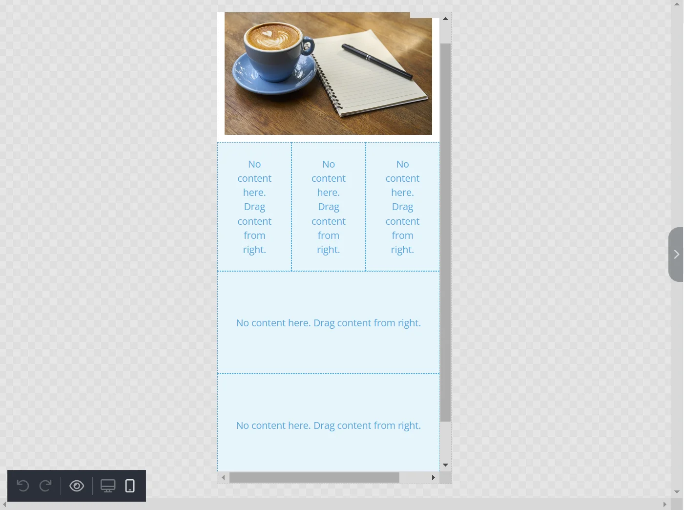 Конфигурация смешанного макета колонок, показывающая опции вертикального и горизонтального расположения