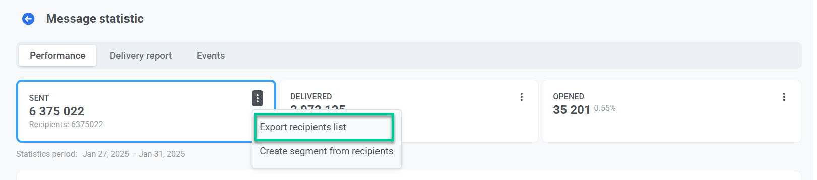 Exporting recipients list