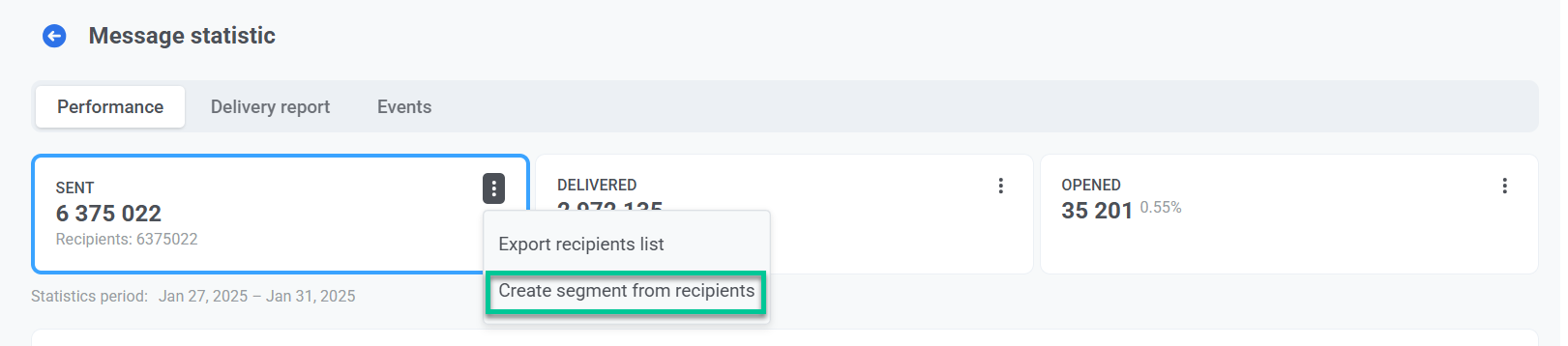 Create segment from recipients
