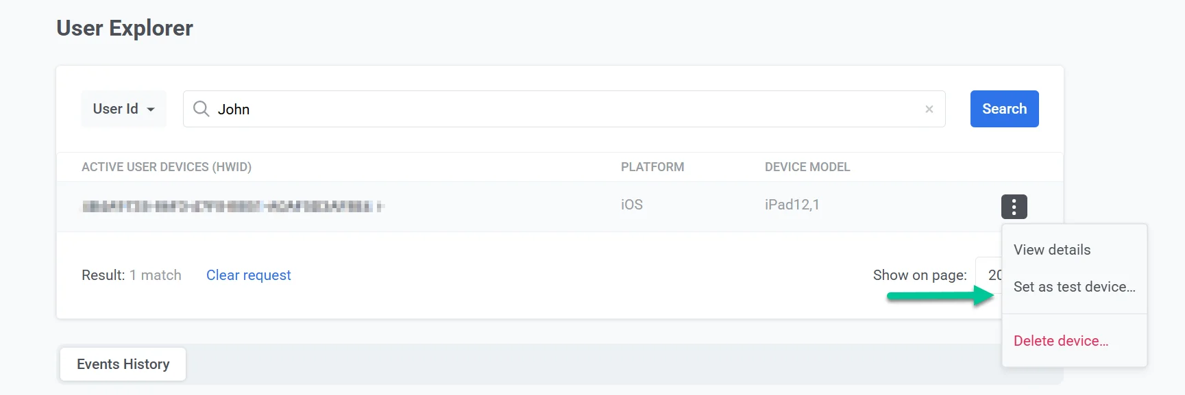 Establecer un dispositivo de prueba