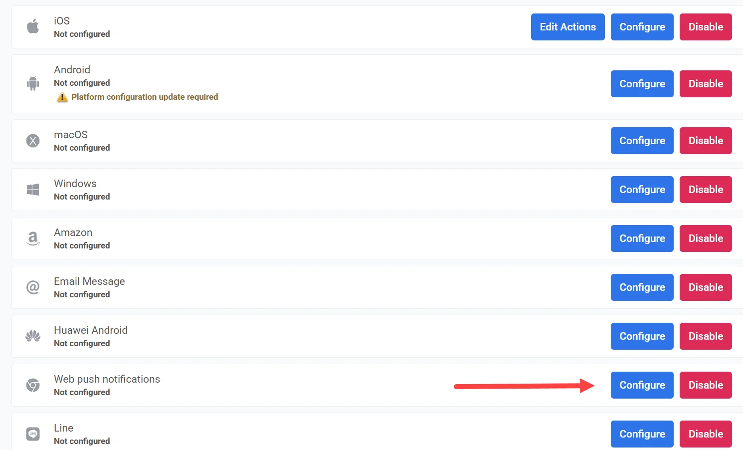 Configurar notificações push web
