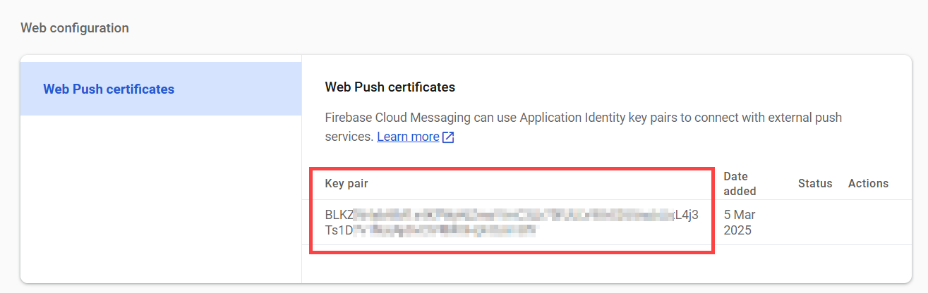 Find Web Push certificate